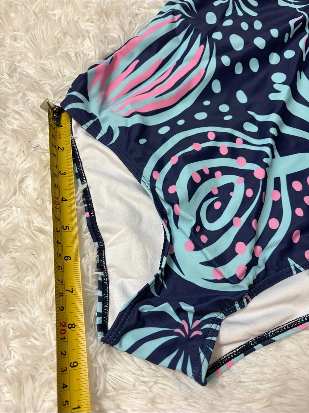 NEW Zando Navy Blue Printed One Piece Swimsuit Criss Cross Back Size M